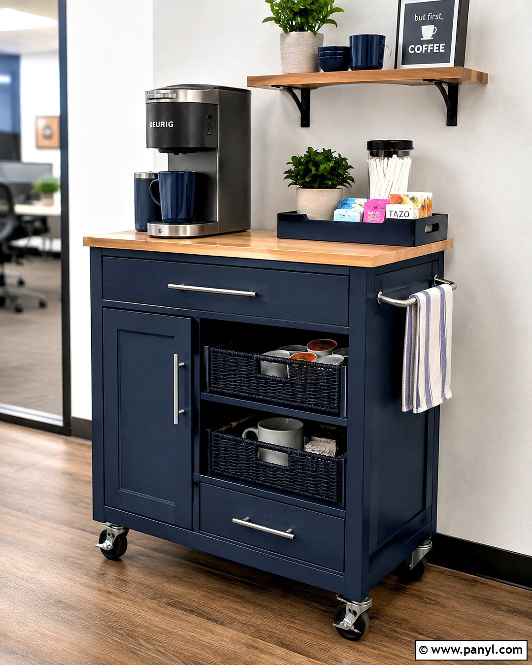 Rolling Office Coffee Bar - 20 office coffee bar ideas
