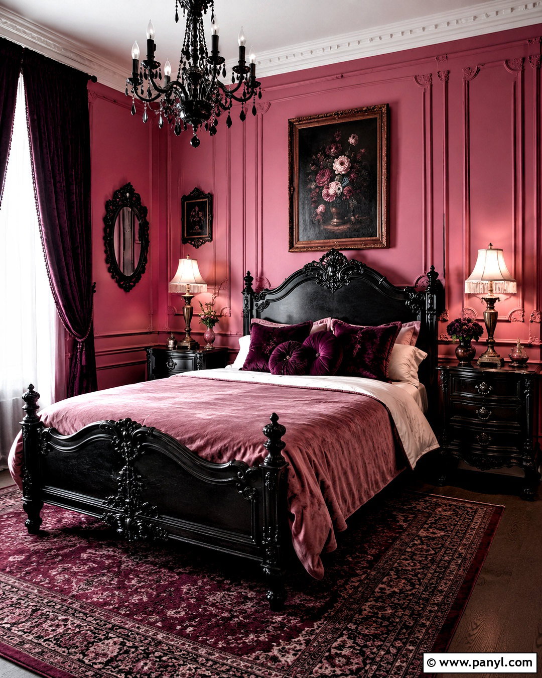 Romantic Gothic Pink Bedroom - 20 moody pink bedroom ideas