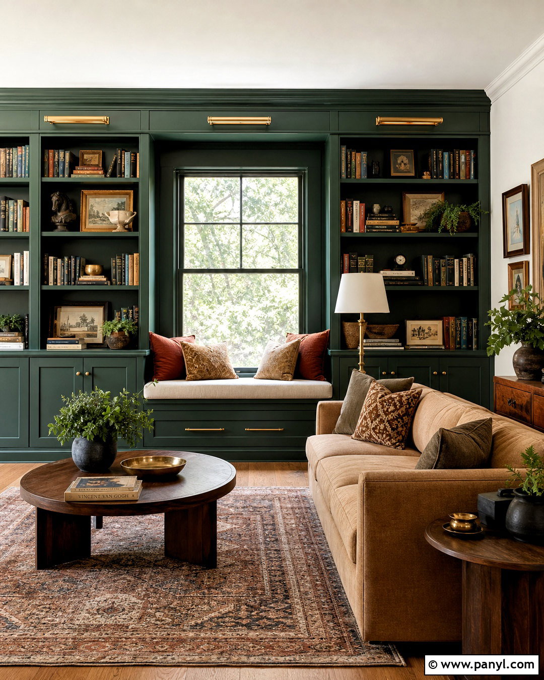 Rookwood Dark Green Built-In Bookcases - 20 rockwood dark green sherwin williams ideas