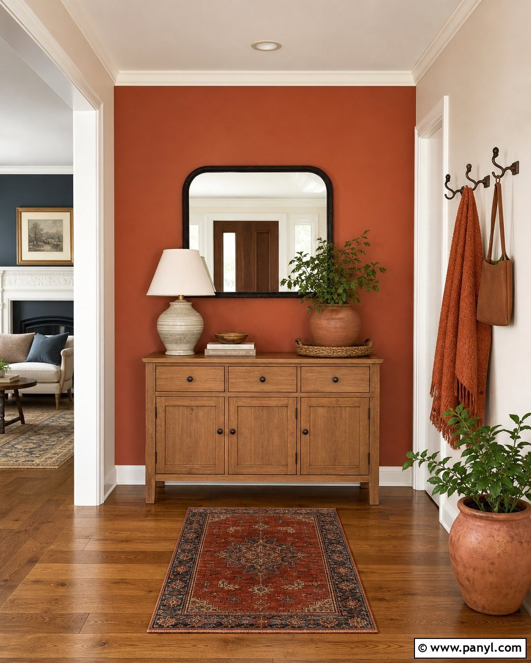 Rookwood Terra Cotta Accent Wall Entryway - 20 Sherwin William Accent Wall Ideas
