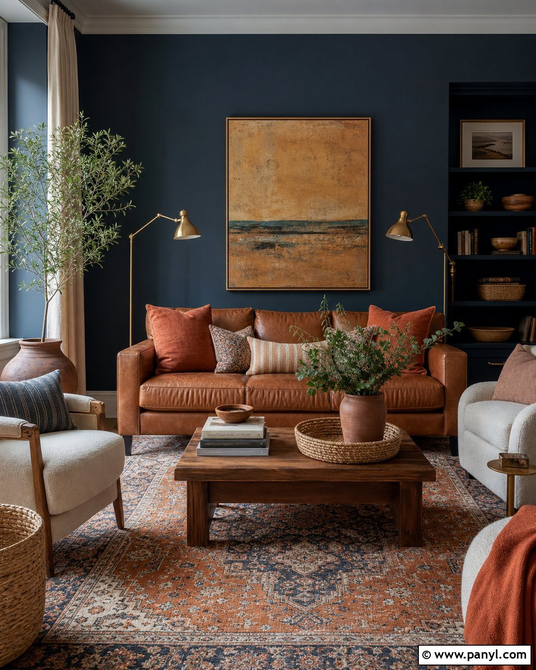 Room With Blue Walls And Warm Accents - 35 room with blue walls