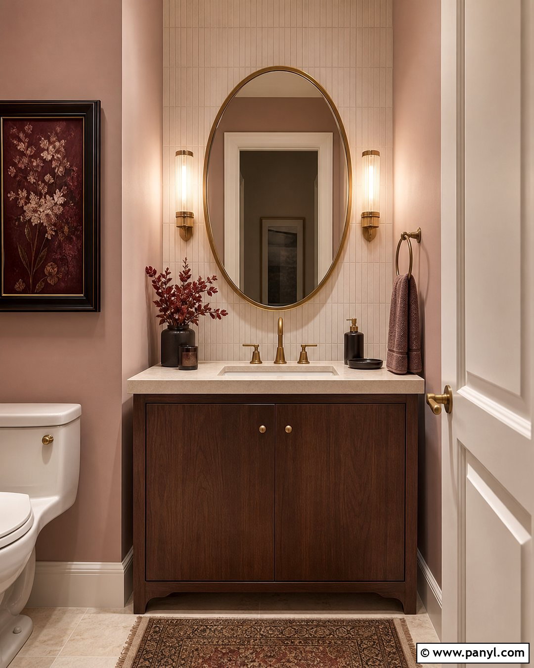 Rose Beige Nude Powder Room - 30 Nude Wall Color Ideas
