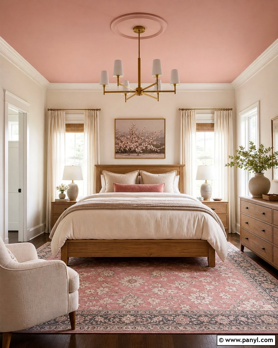 Rose Ceiling And Neutral Walls - 25 Rose Wall Paint Ideas