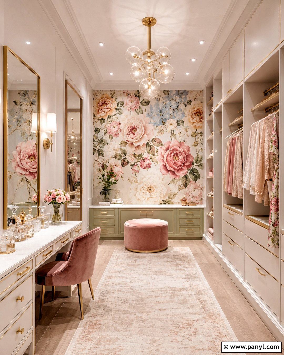 Rose Garden Wallpaper Dressing Room - 20 large floral wallpaper ideas