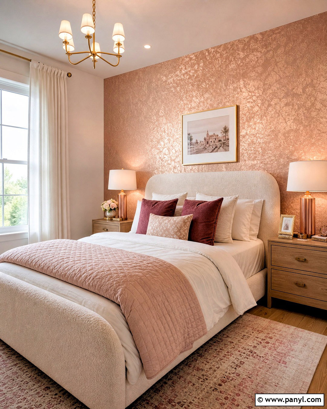 Rose Gold Accent Wall - 20 gold accent wall ideas