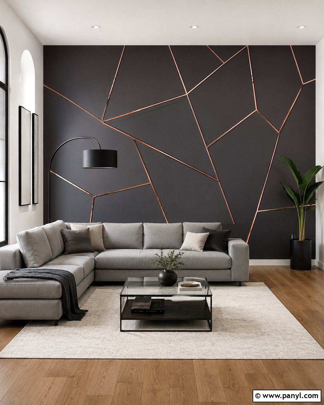 Rose Gold Geometric Accent Wall - 20 Rose Gold Accent Wall Ideas