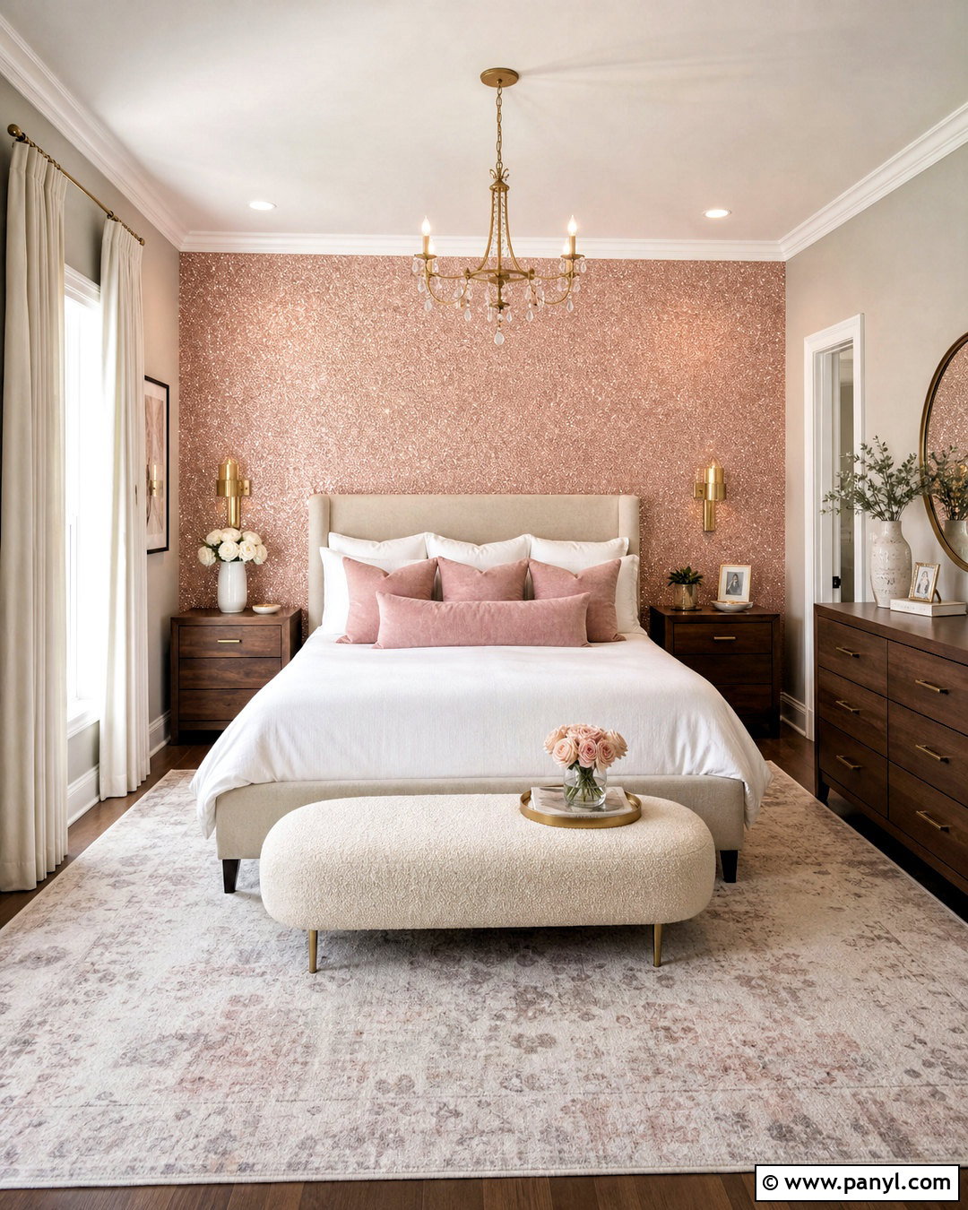 Rose Gold Glitter Accent Wall Bedroom - 20 glitter accent wall ideas