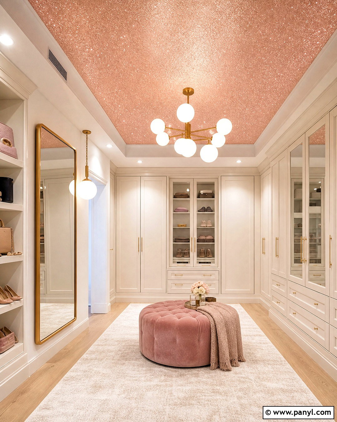 Rose Gold Glitter Ceiling Dressing Room - 20 glitter ceiling ideas