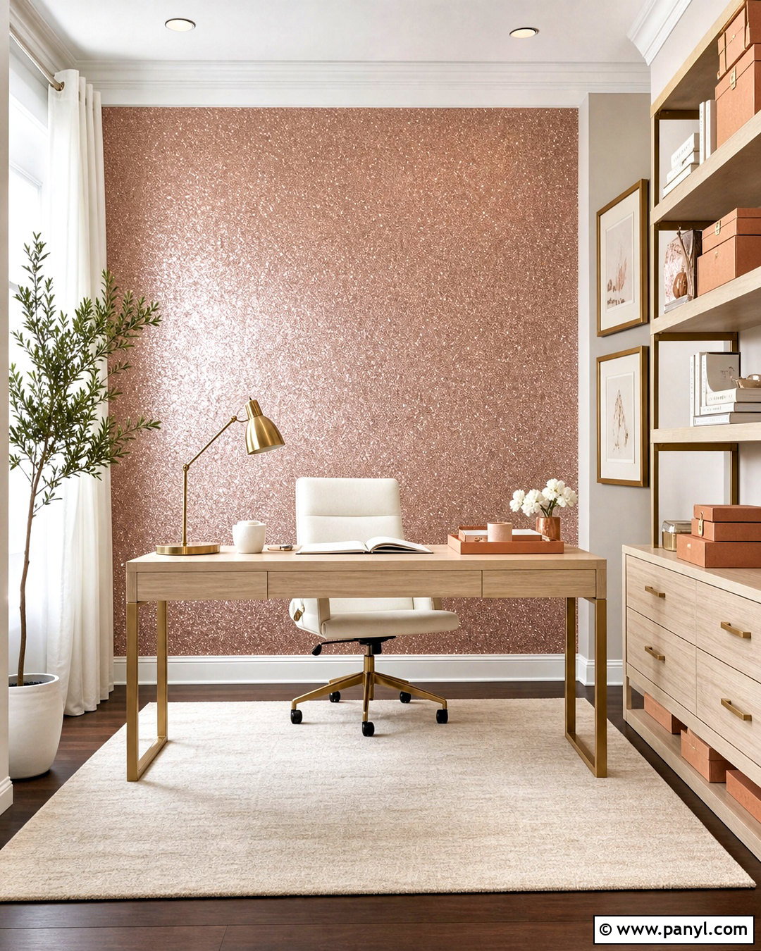 Rose Gold Glitter Wall Home Office - 20 glitter walls