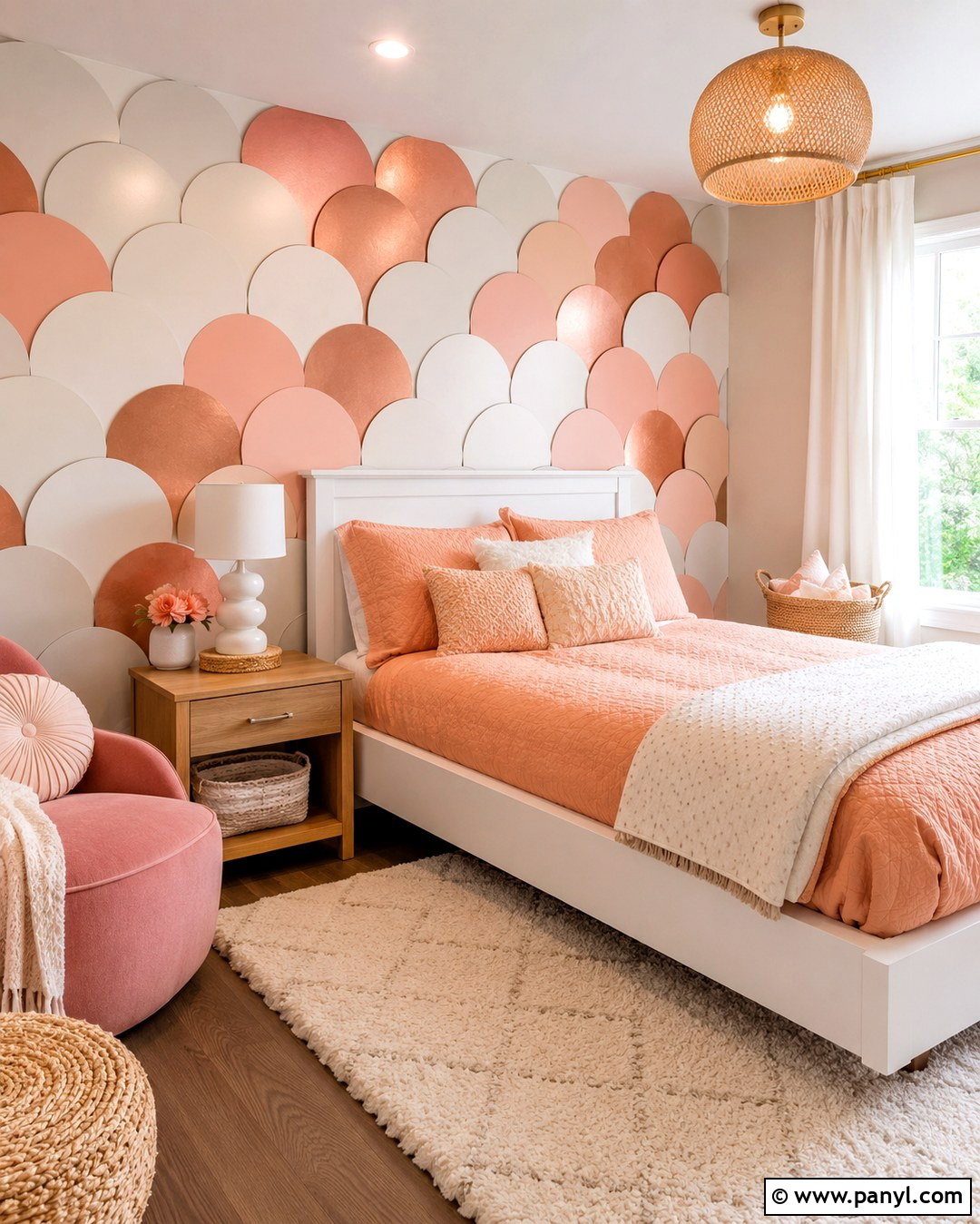 Rose Gold Scalloped Accent Wall - 20 Rose Gold Accent Wall Ideas