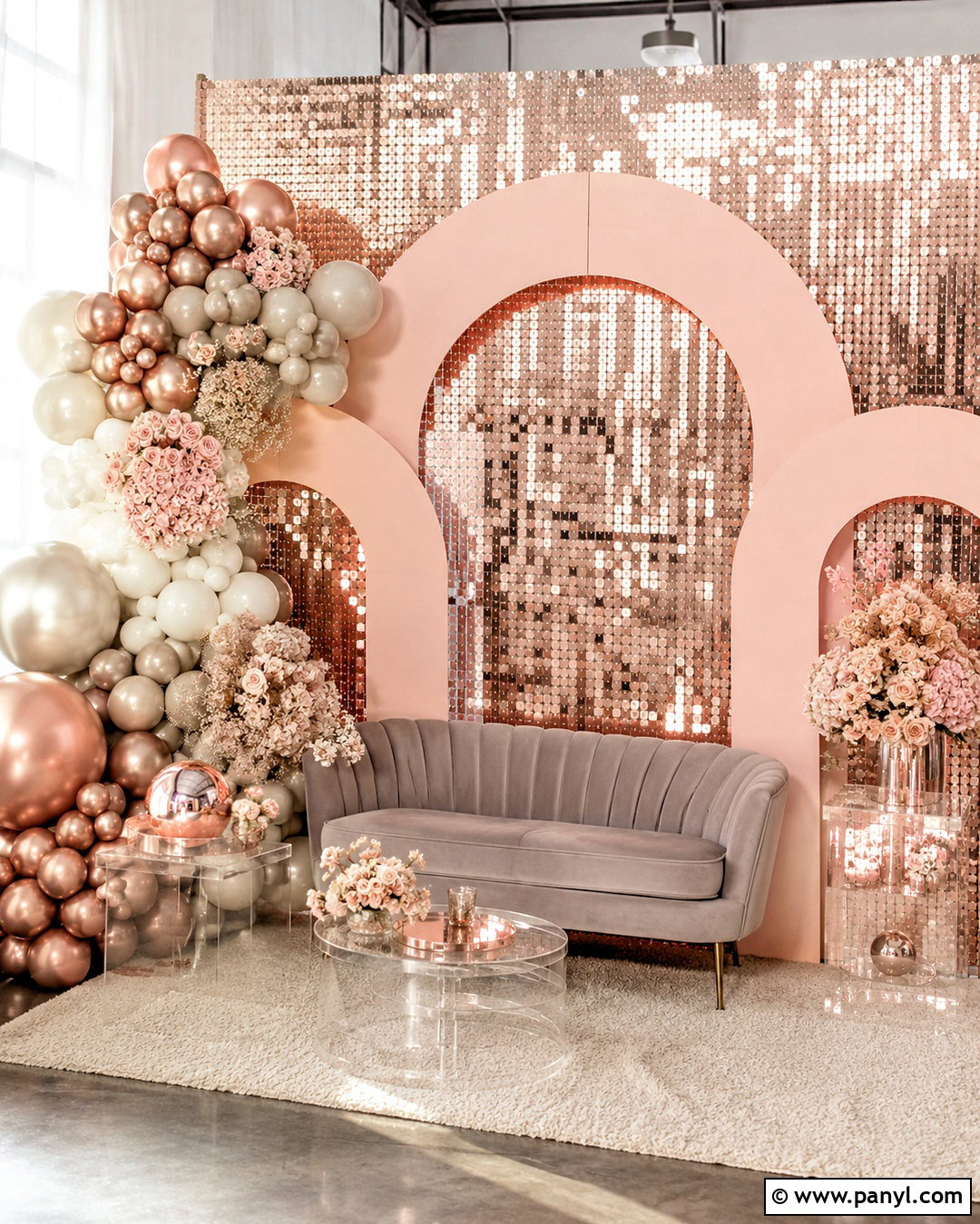 Rose Gold Sequin Metallic Backdrop - 20 metallic backdrop ideas
