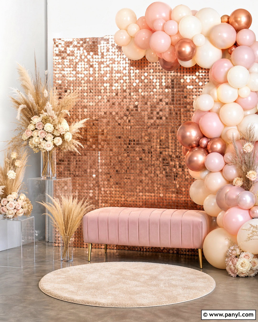 Rose Gold Sequin Wall Backdrop For Birthdays - 20 sequin wall backdrop ideas