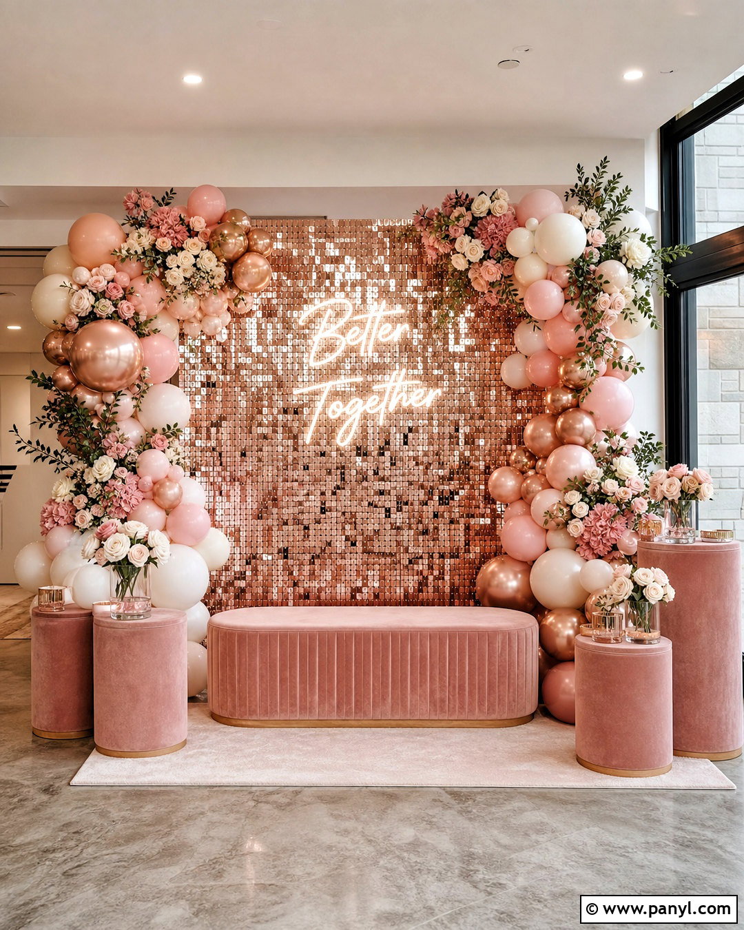 Rose Gold Shimmer Wall Backdrop - 20 shimmer wall backdrop ideas