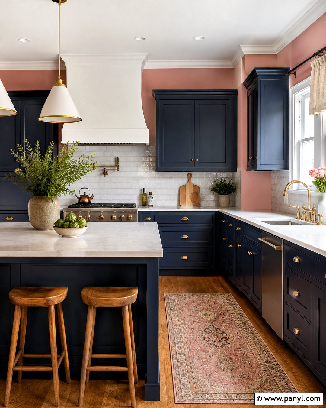 Rose Pink Kitchen Walls With Navy Cabinets - 40 pink kitchen walls