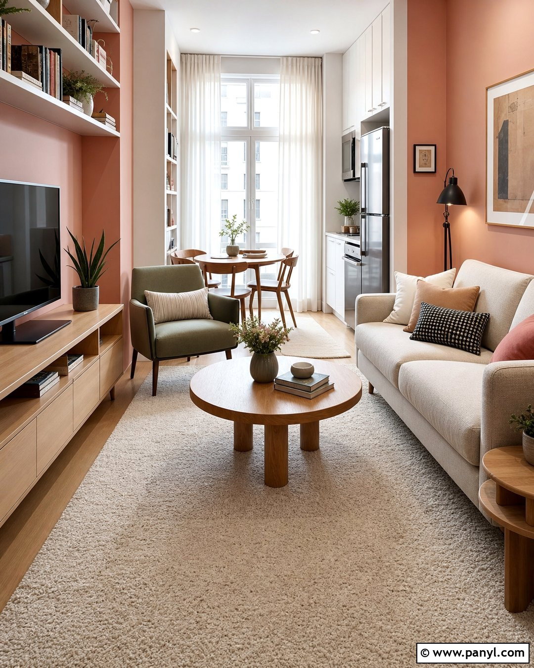 Rose Small Apartment Living Room - 25 Rose Wall Paint Ideas