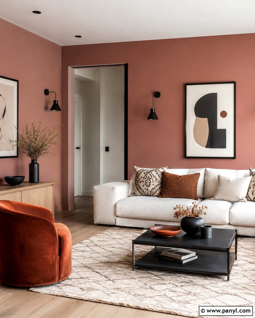 Rose Walls With Black Accents - 20 Rose Colored Walls