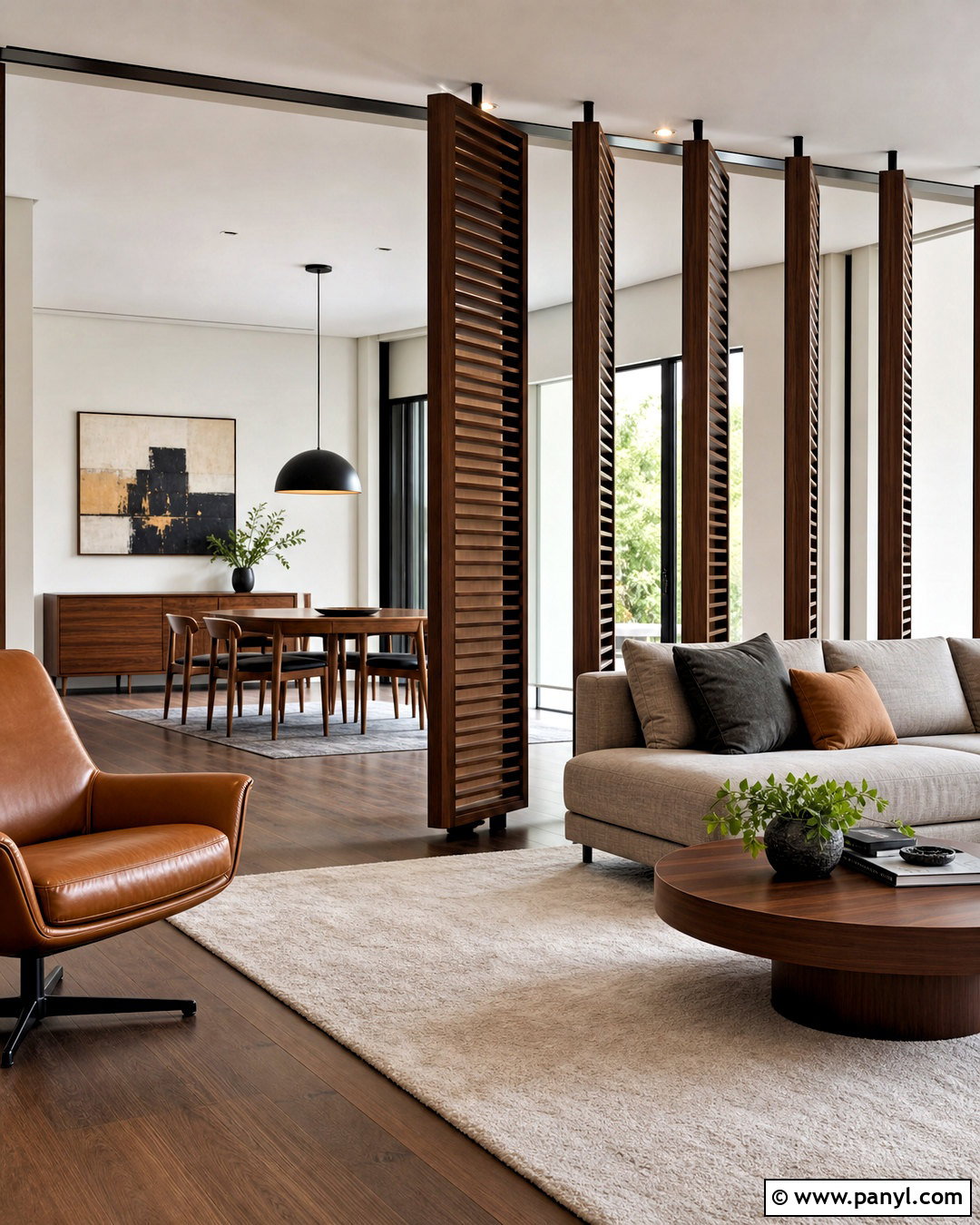 Rotating Louver Living Room Partition - 20 living room partition ideas