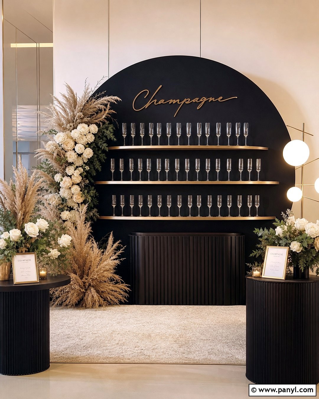 Round Black Champagne Wall - 30 black champagne wall ideas