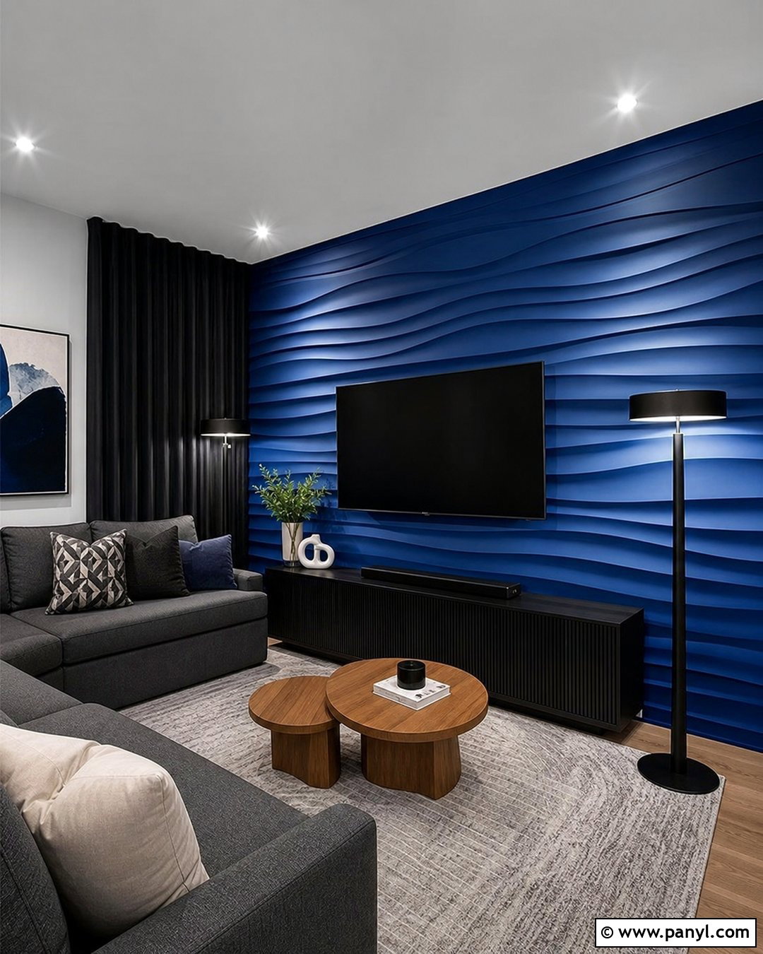 Royal Blue 3D Wall Panels - 25 Textured Blue Wall Ideas
