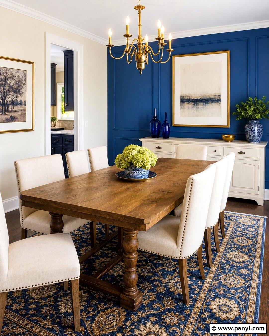Royal Blue Accent Wall Dining Room - 20 Cream Walls With Blue Accent Wall Ideas