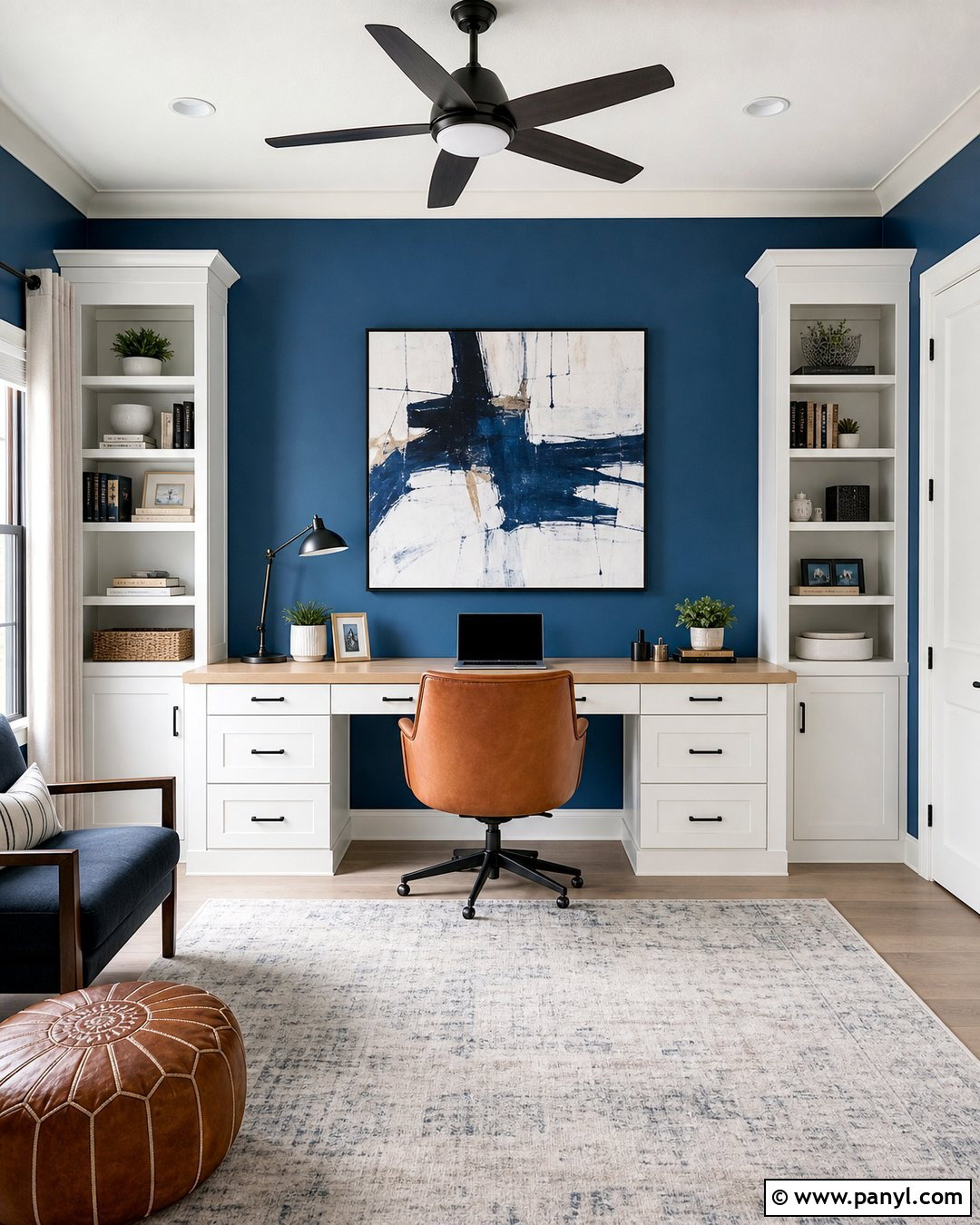 Royal Blue Accent Wall Study Room - 20 Blue Accent Wall Study Room Ideas