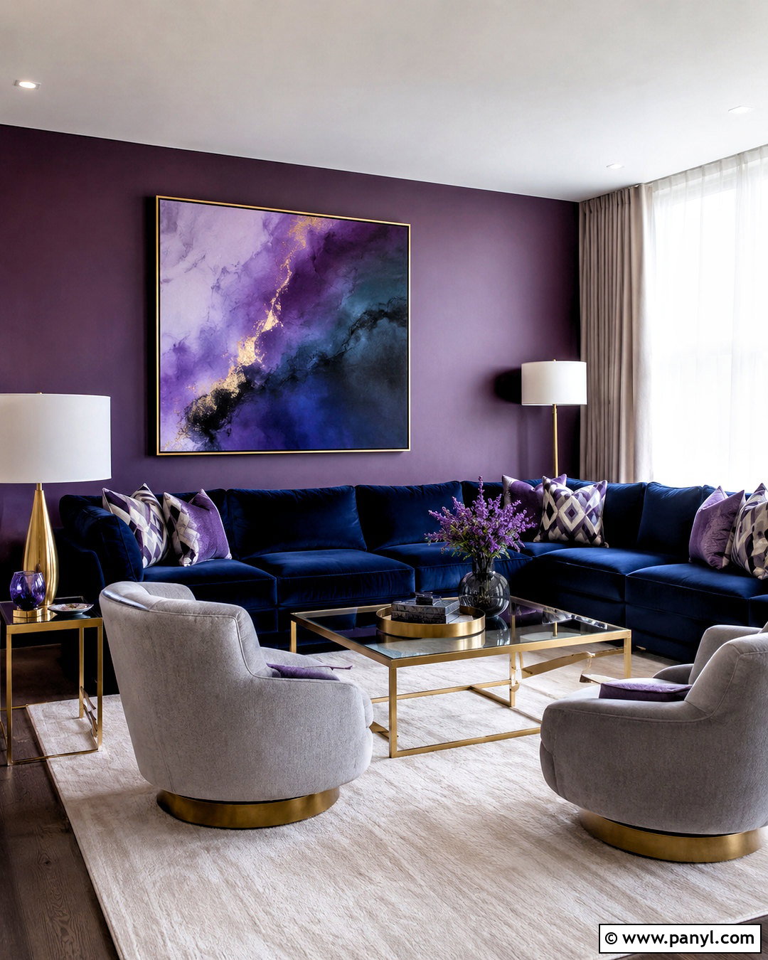 Royal Blue And Amethyst Living Room - 20 blue and purple living room ideas