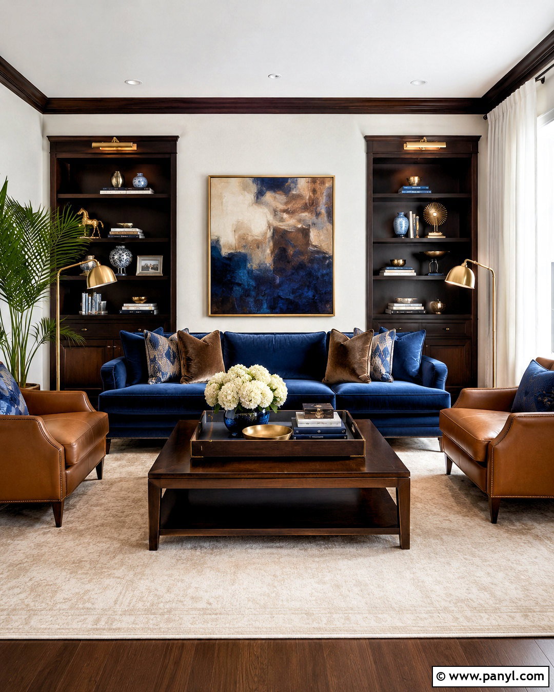 Royal Blue And Espresso Brown Living Room - 20 brown and blue color palette ideas