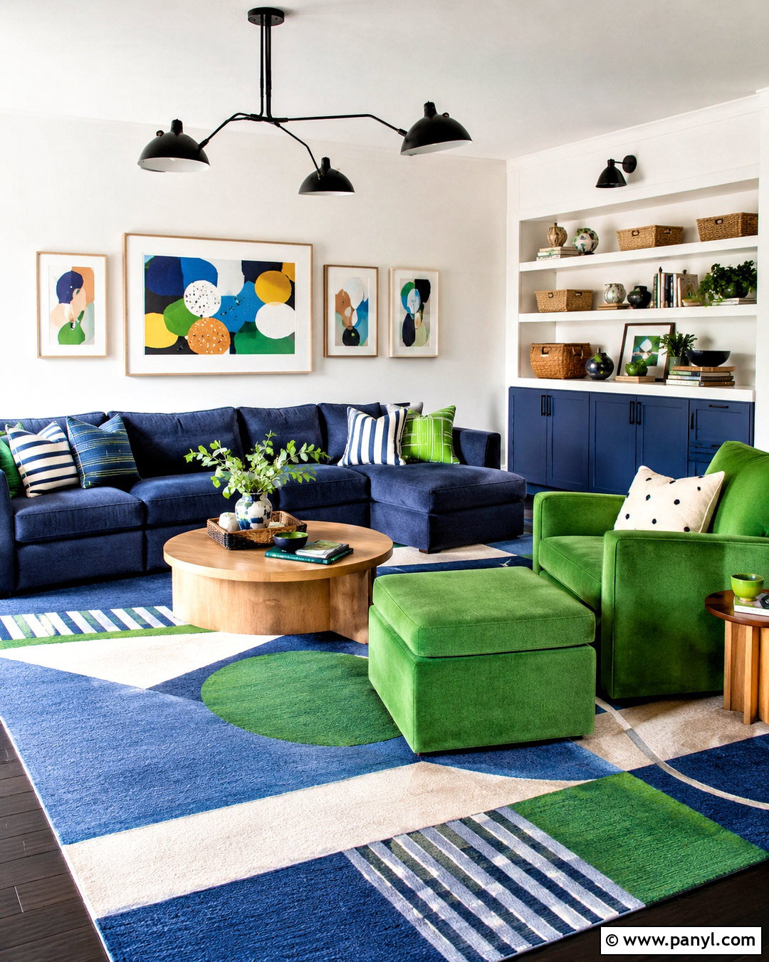 Royal Blue And Kelly Green Family Room - 20 blue and green color scheme ideas