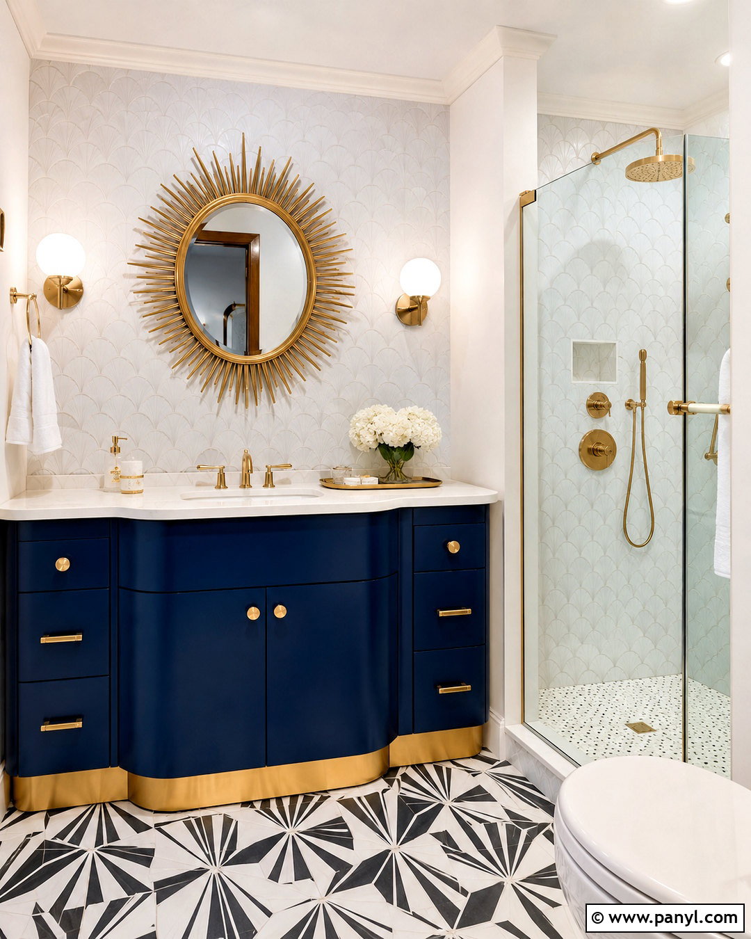 Royal Blue Art Deco Vanity - 20 blue vanity bathroom ideas