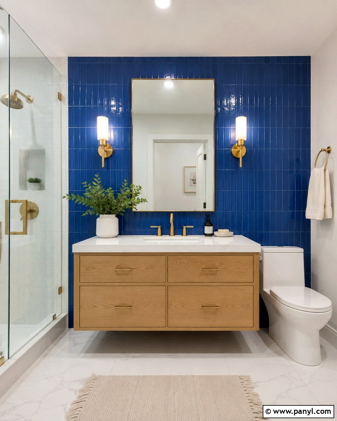 Royal Blue Bathroom Feature Wall - 20 Royal Blue Feature Wall Ideas