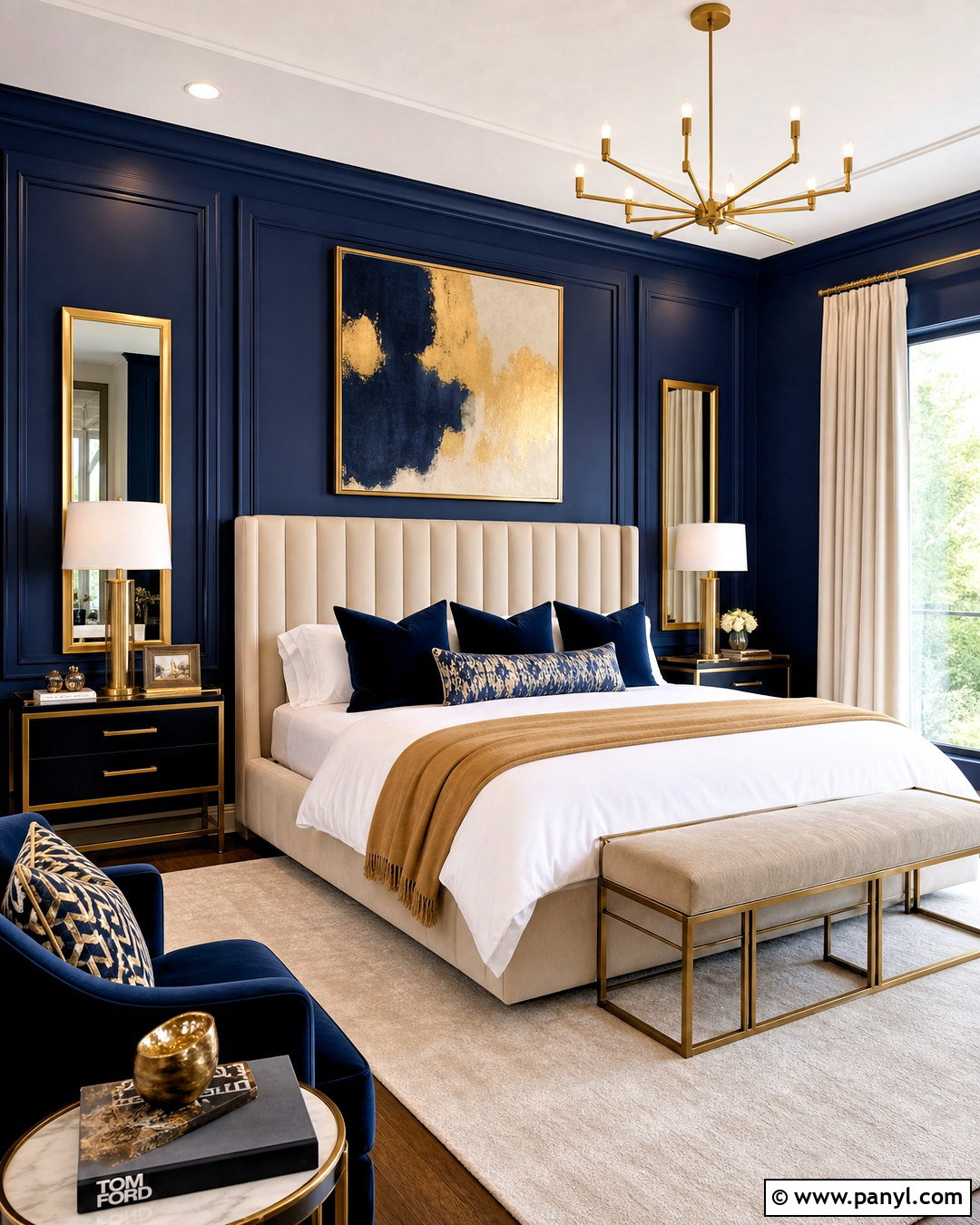 Royal Blue Bedroom With Gold Decor - 20 bedroom ideas blue walls