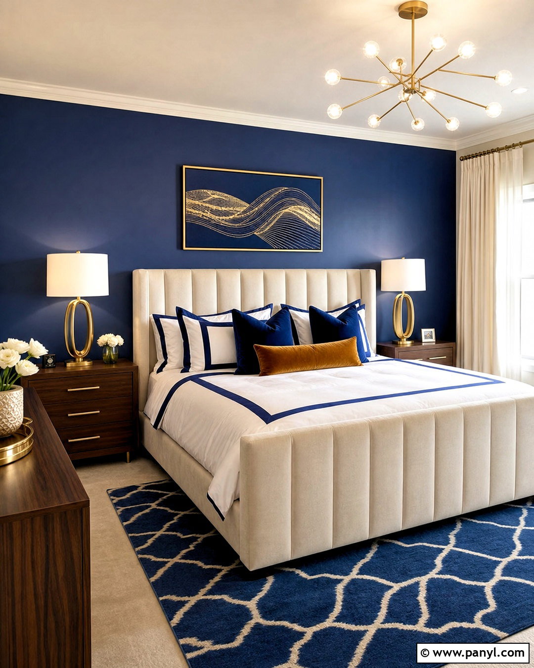 Royal Blue Bedroom With Velvet Furniture - 20 blue paint bedroom ideas