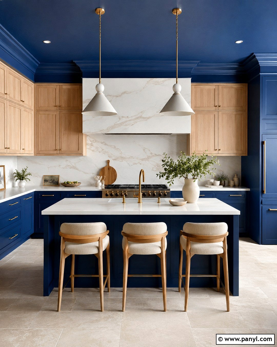 Royal Blue Color Drenched Kitchen Walls - 20 Royal Blue Kitchen Walls