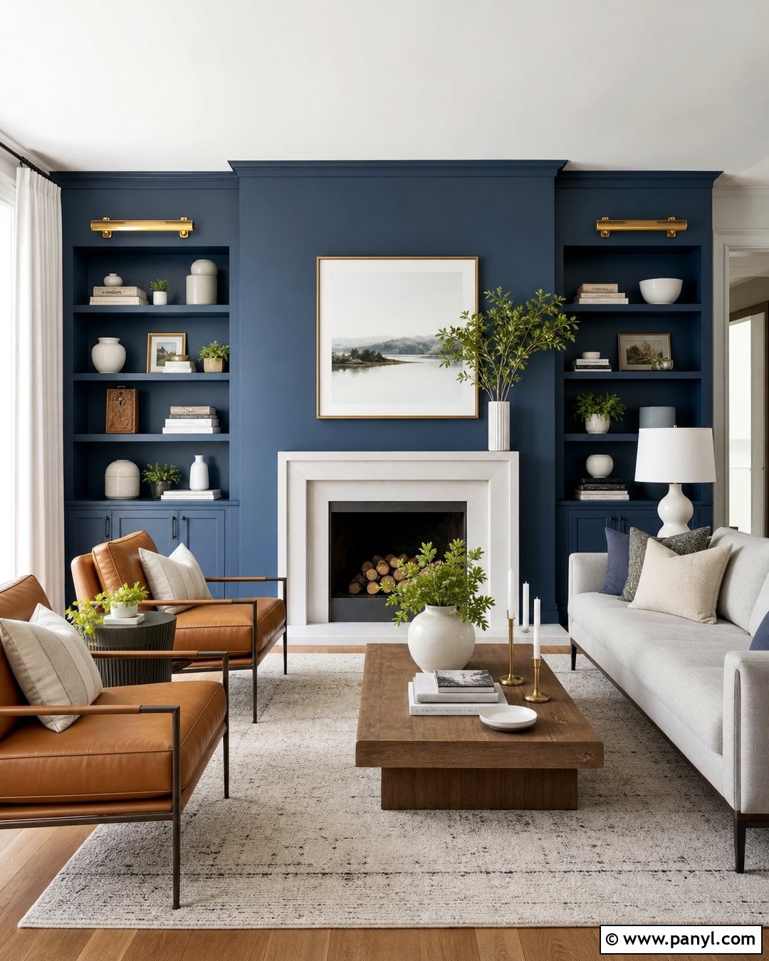 Royal Blue Fireplace Accent Wall - 20 Bright Color Accent Wall Inspiration Ideas