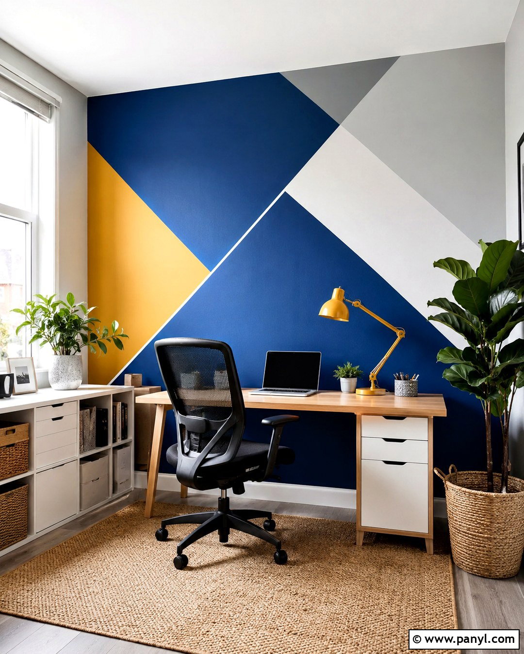 Royal Blue Geometric Feature Wall - 20 Royal Blue Feature Wall Ideas