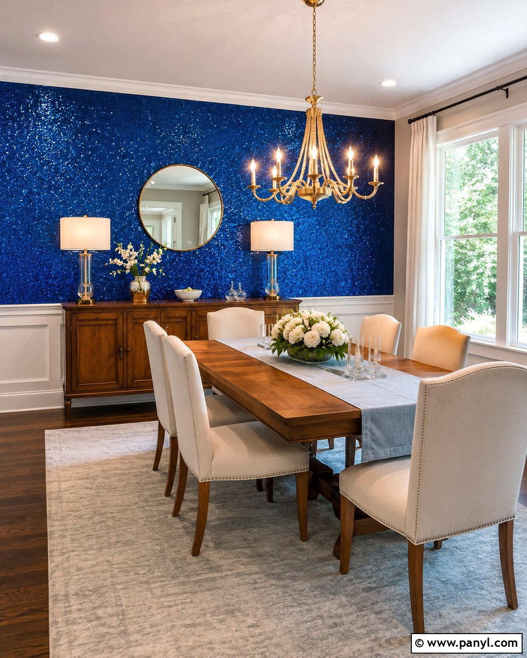 Royal Blue Glitter Dining Room Wall - 20 Blue Glitter Wall Paint Ideas