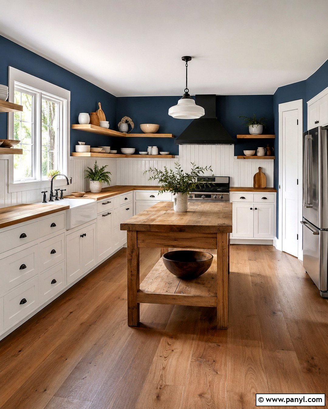 Royal Blue Kitchen Walls In A Farmhouse Kitchen - 20 Royal Blue Kitchen Walls