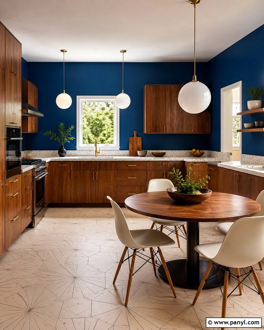 Royal Blue Kitchen Walls In A Midcentury Kitchen - 20 Royal Blue Kitchen Walls