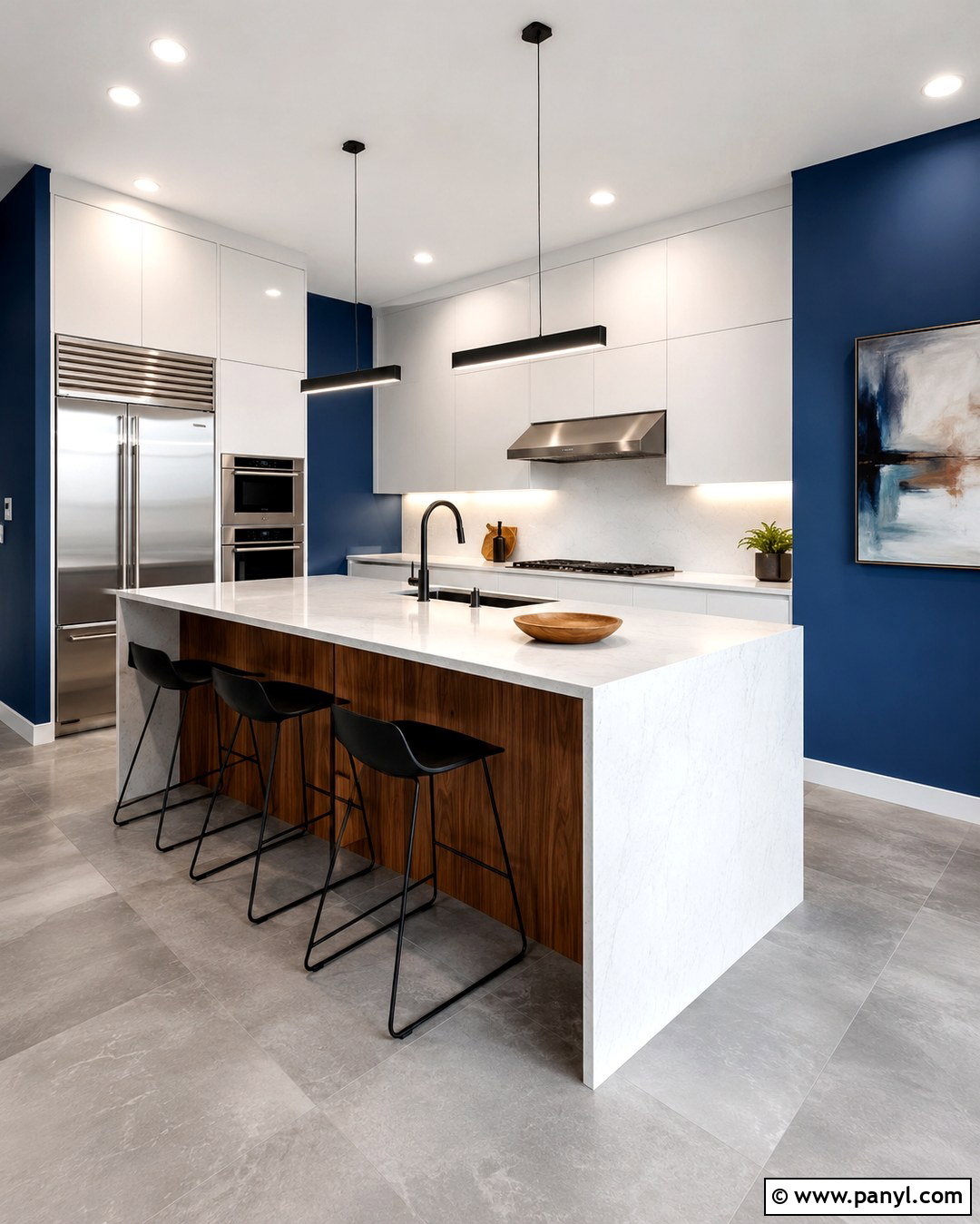Royal Blue Kitchen Walls In A Modern Kitchen - 20 Royal Blue Kitchen Walls