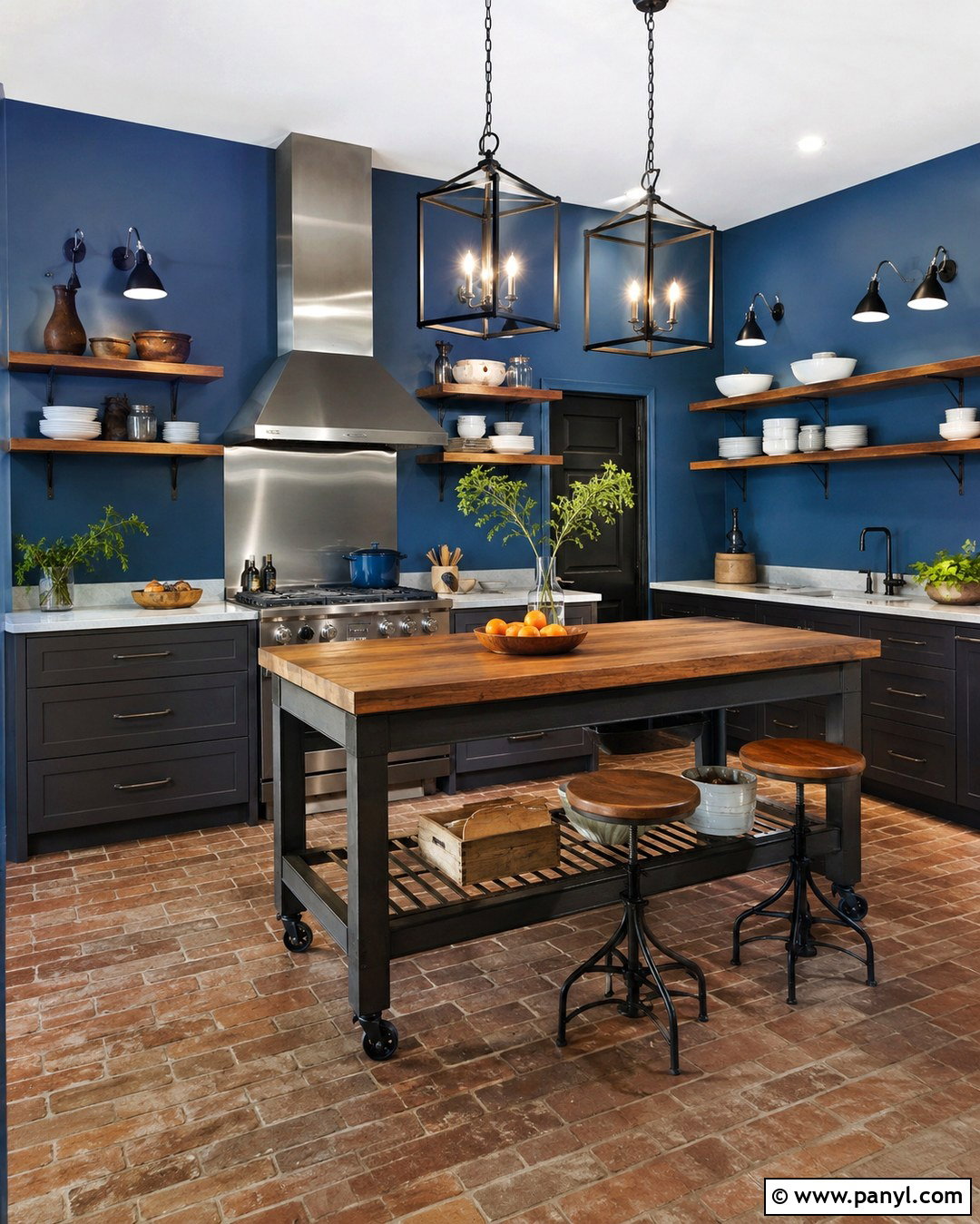 Royal Blue Kitchen Walls In An Industrial Kitchen - 20 Royal Blue Kitchen Walls