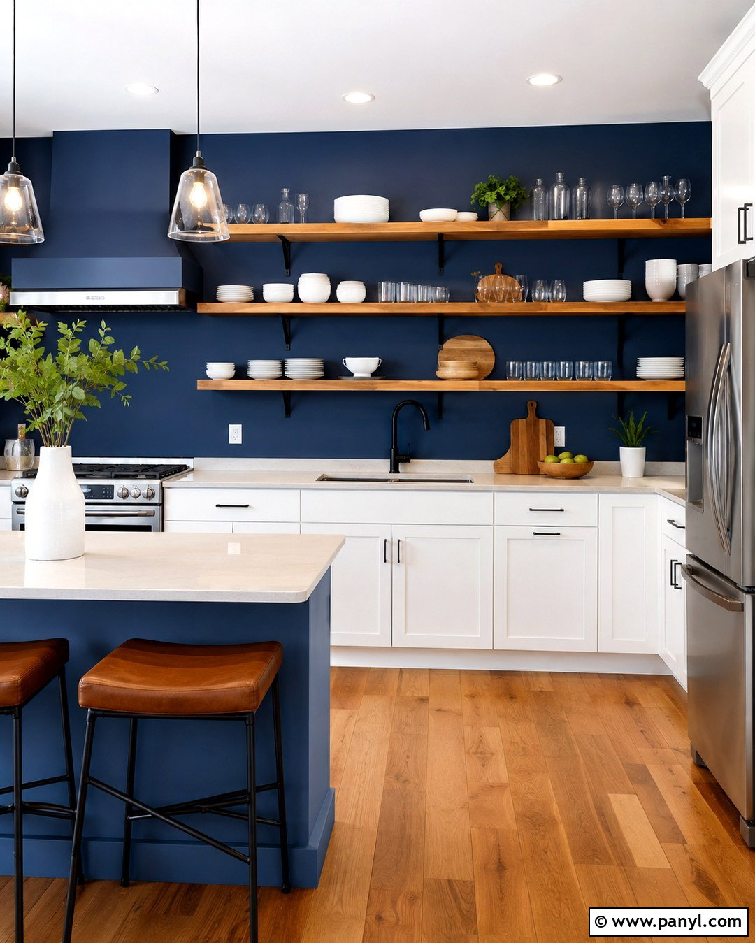 Royal Blue Kitchen Walls With Open Shelving - 20 Royal Blue Kitchen Walls
