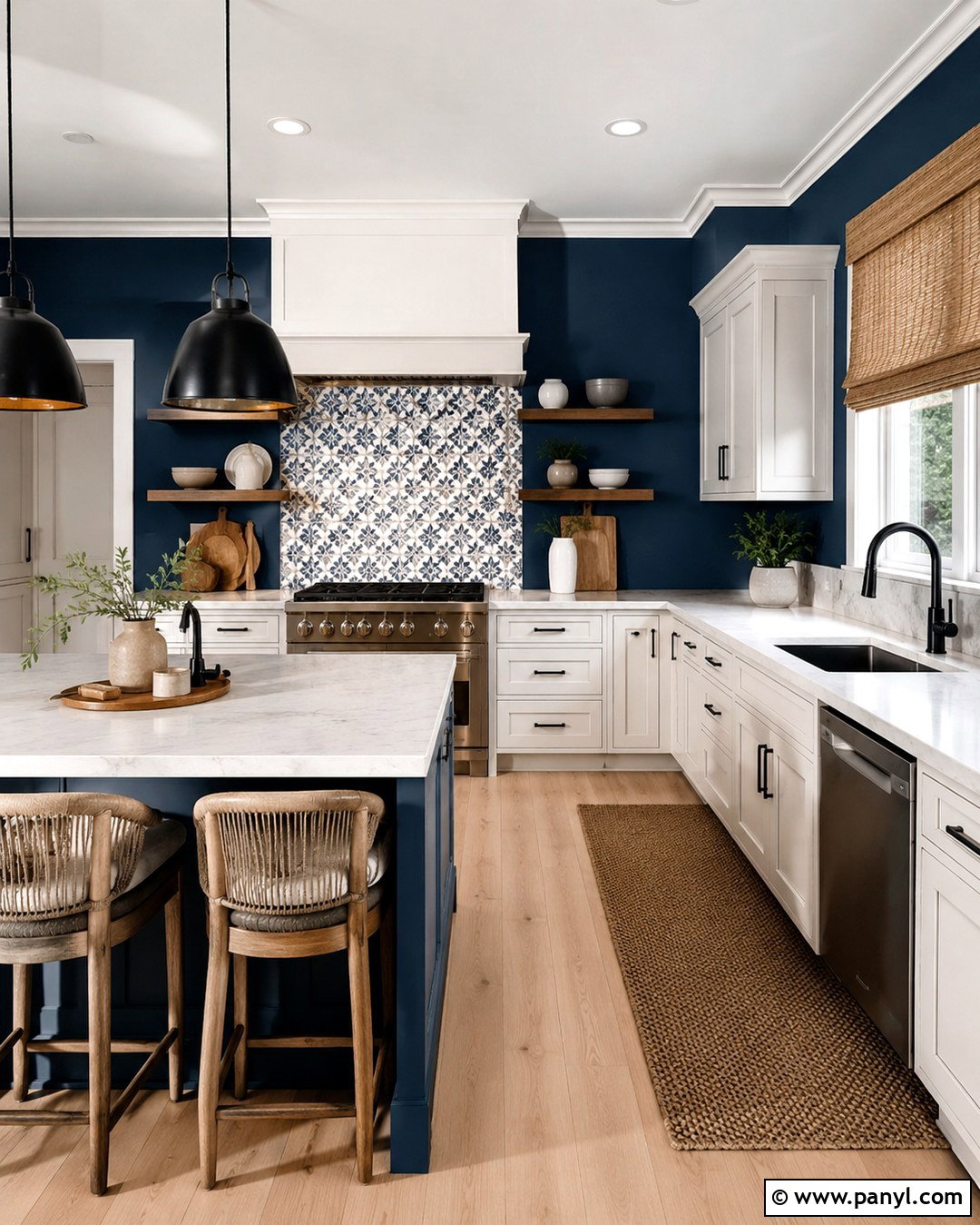 Royal Blue Kitchen Walls With Patterned Backsplash - 20 Royal Blue Kitchen Walls
