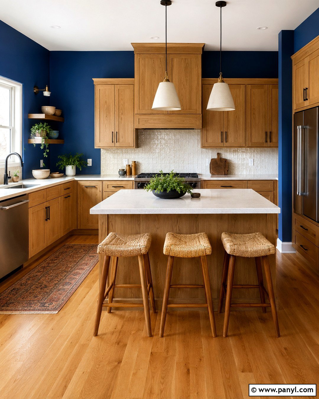 Royal Blue Kitchen Walls With Wood Cabinets - 20 Royal Blue Kitchen Walls