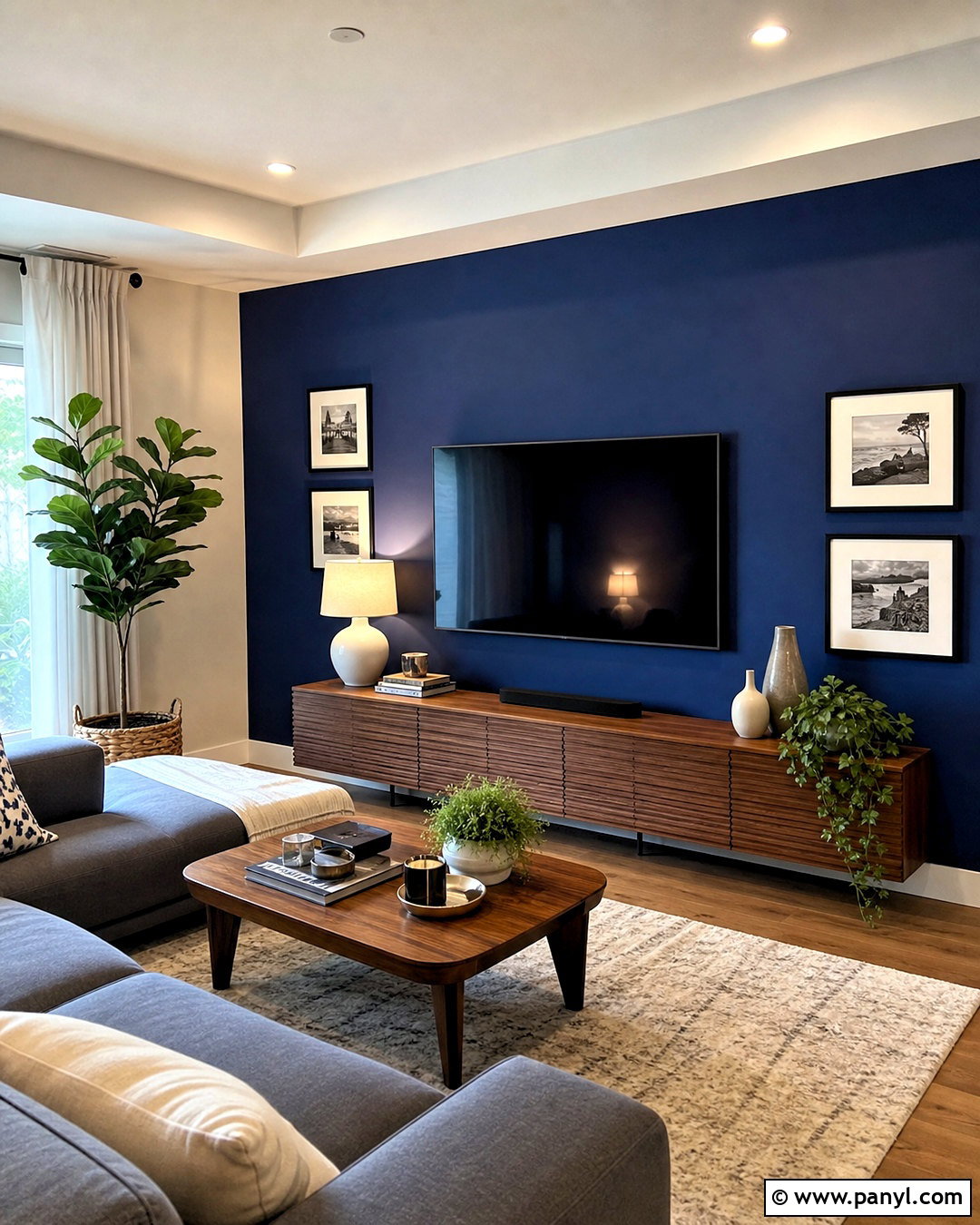 Royal Blue TV Accent Wall - 20 royal blue accent wall ideas