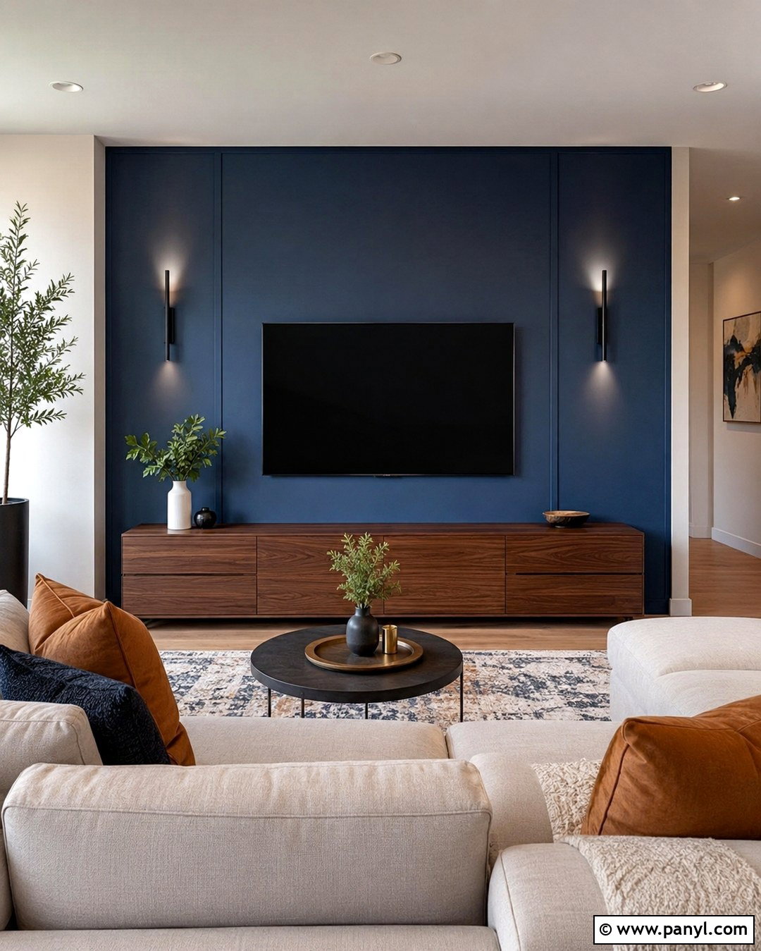 Royal Blue TV Feature Wall - 20 Royal Blue Feature Wall Ideas