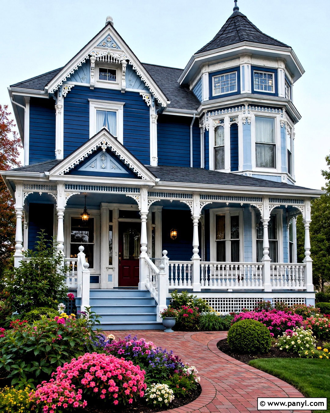 Royal Blue Victorian House With White Trim - 20 blue house white trim ideas