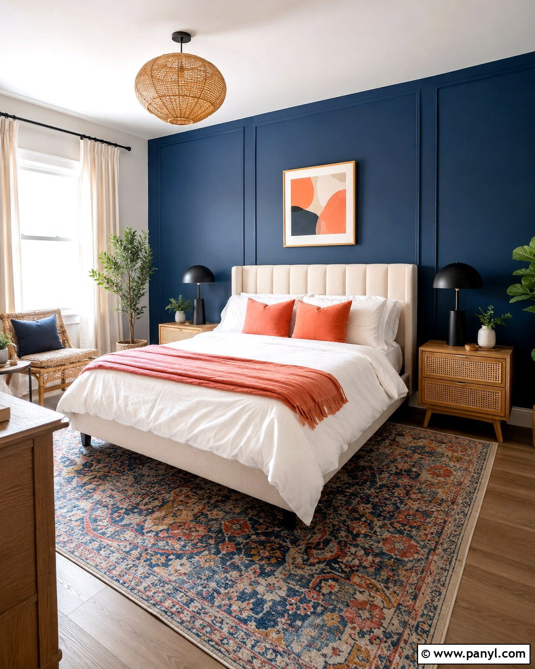 Royal Blue Wall With Coral Accents - 20 Royal Blue Feature Wall Ideas