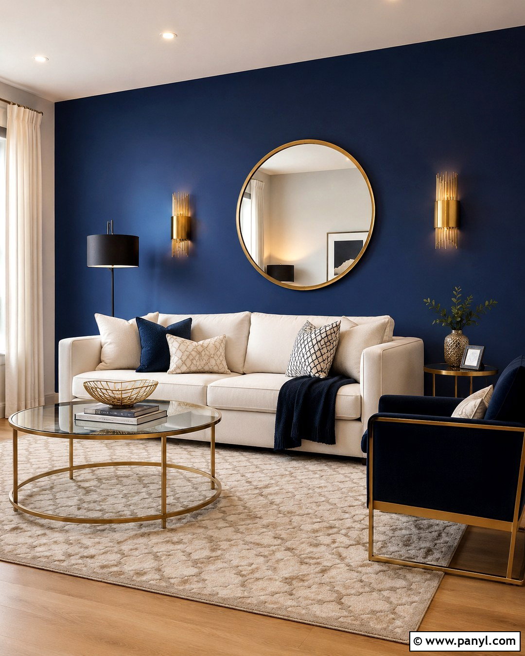 Royal Blue Wall With Gold Accents - 20 Royal Blue Feature Wall Ideas