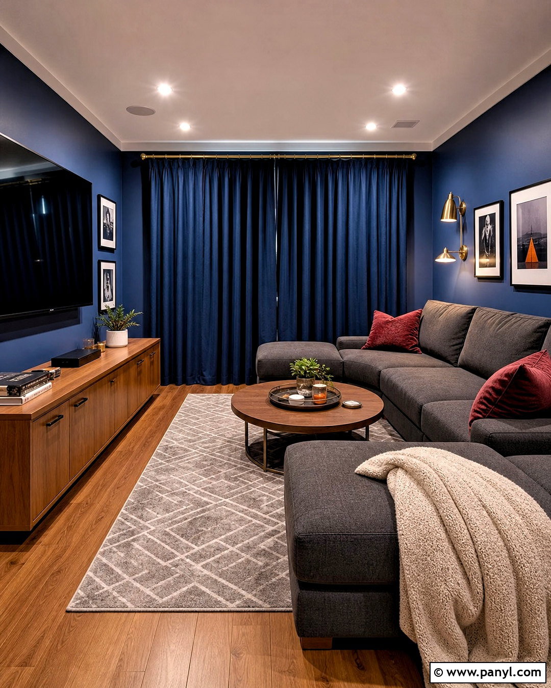 Royal Blue Walls With A Charcoal Sofa - 20 royal blue walls