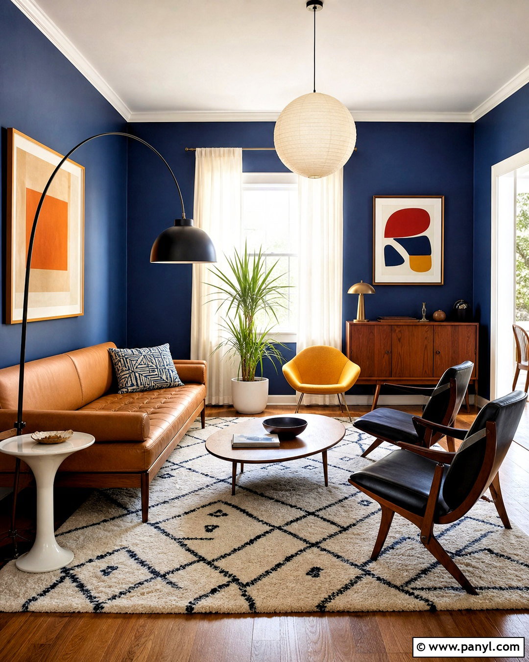 Royal Blue Walls With Midcentury Furniture - 20 royal blue walls